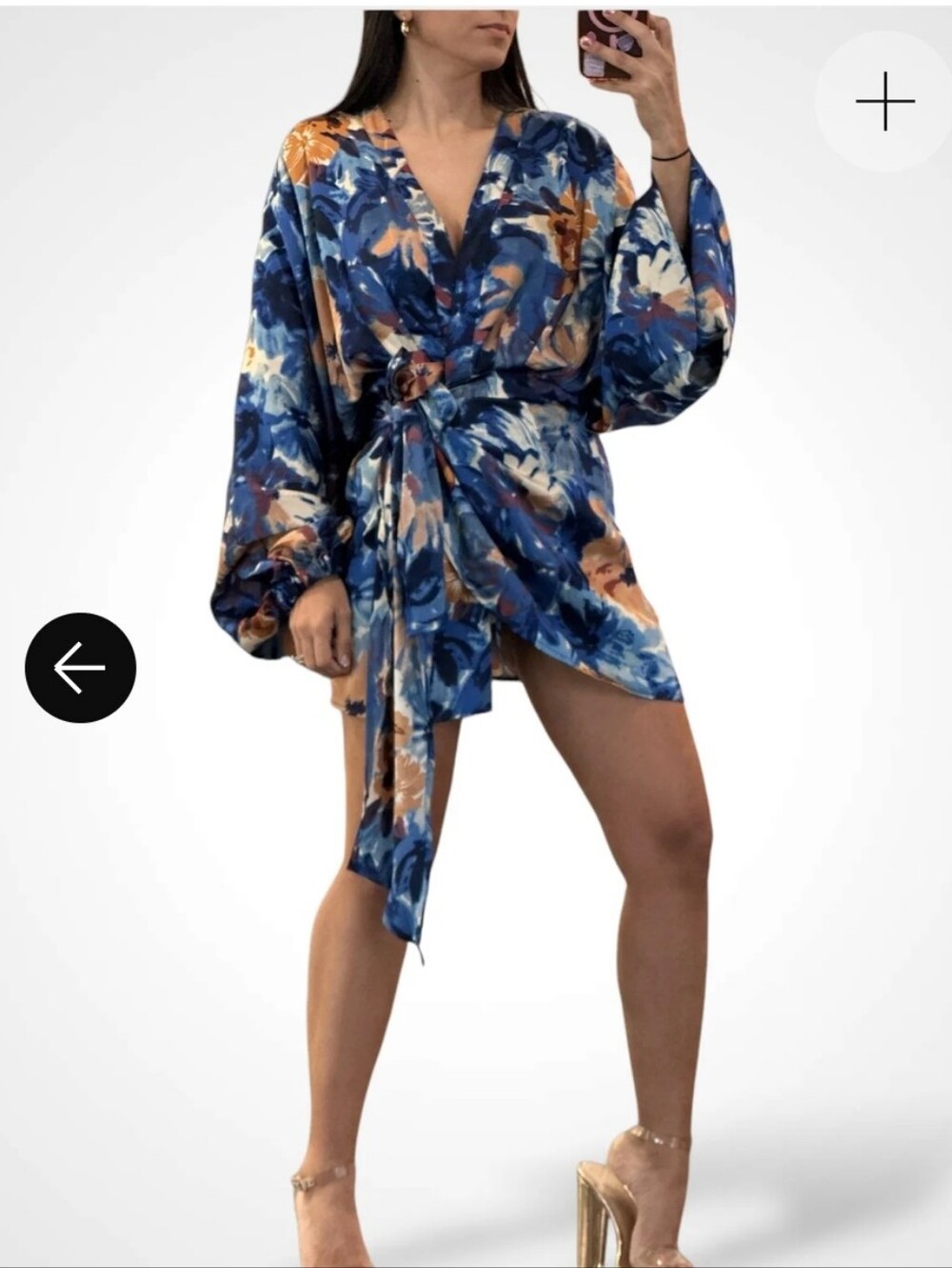 NWT Katia's Kloset Zaya Floral Wrap Dress XL Tie Waist Dramatic Balloon Sleeves